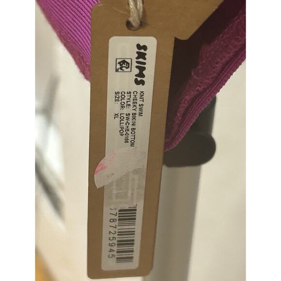 NWT Skims Lollipop Ribbed Knit Elastic Waist Swim Cheeky Pull Bikini Bottom XL - Picture 6 of 7